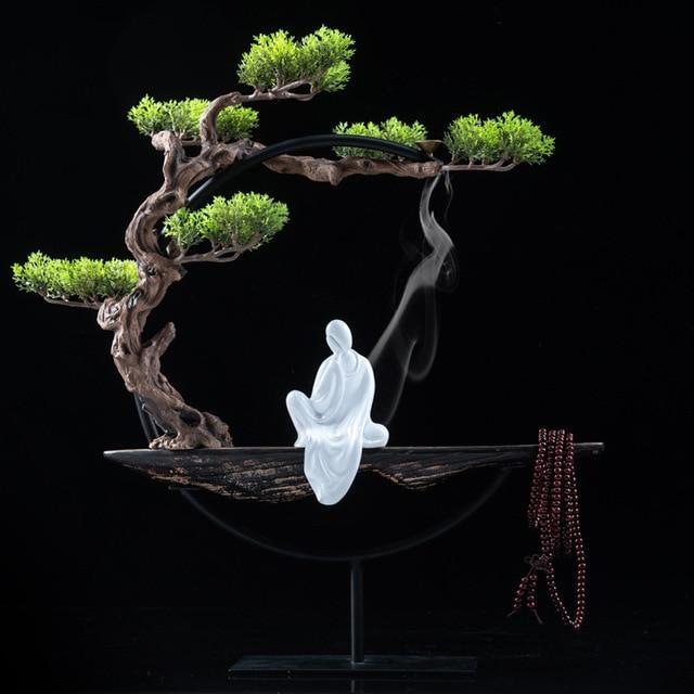 Ornements de décoration d'intérieur zen chinois Artisanat parfumé Pin brumeux créatif - Statue de Bouddha Sculpture Décorations de salon