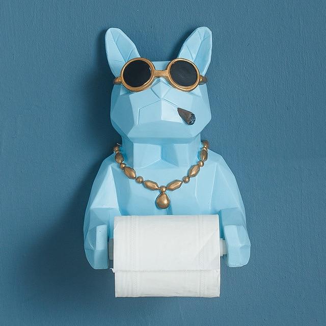 Sculpture de statue de chien animal 3D Décoration murale Porte-mouchoirs Accessoires de décoration d'intérieur Salle de bain Figurine suspendue Boîte à mouchoirs en rouleau