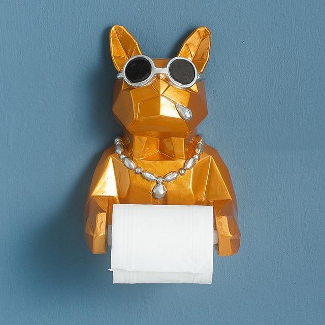 Sculpture de statue de chien animal 3D Décoration murale Porte-mouchoirs Accessoires de décoration d'intérieur Salle de bain Figurine suspendue Boîte à mouchoirs en rouleau