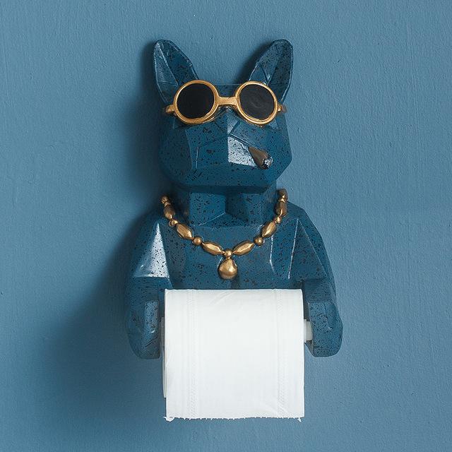 Sculpture de statue de chien animal 3D Décoration murale Porte-mouchoirs Accessoires de décoration d'intérieur Salle de bain Figurine suspendue Boîte à mouchoirs en rouleau