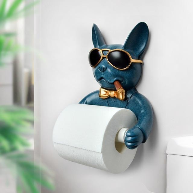 Sculpture de statue de chien animal 3D Décoration murale Porte-mouchoirs Accessoires de décoration d'intérieur Salle de bain Figurine suspendue Boîte à mouchoirs en rouleau