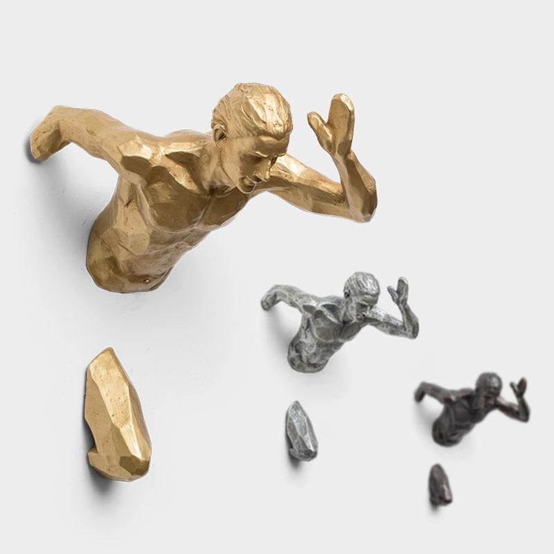 Sculpture de Course Créative Style Industriel en Résine Décoration Murale de Salon Figurine de Coureur Statue Homme de Sport