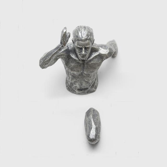 Sculpture de Course Créative Style Industriel en Résine Décoration Murale de Salon Figurine de Coureur Statue Homme de Sport