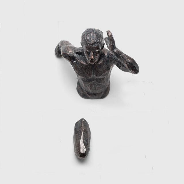 Sculpture de Course Créative Style Industriel en Résine Décoration Murale de Salon Figurine de Coureur Statue Homme de Sport