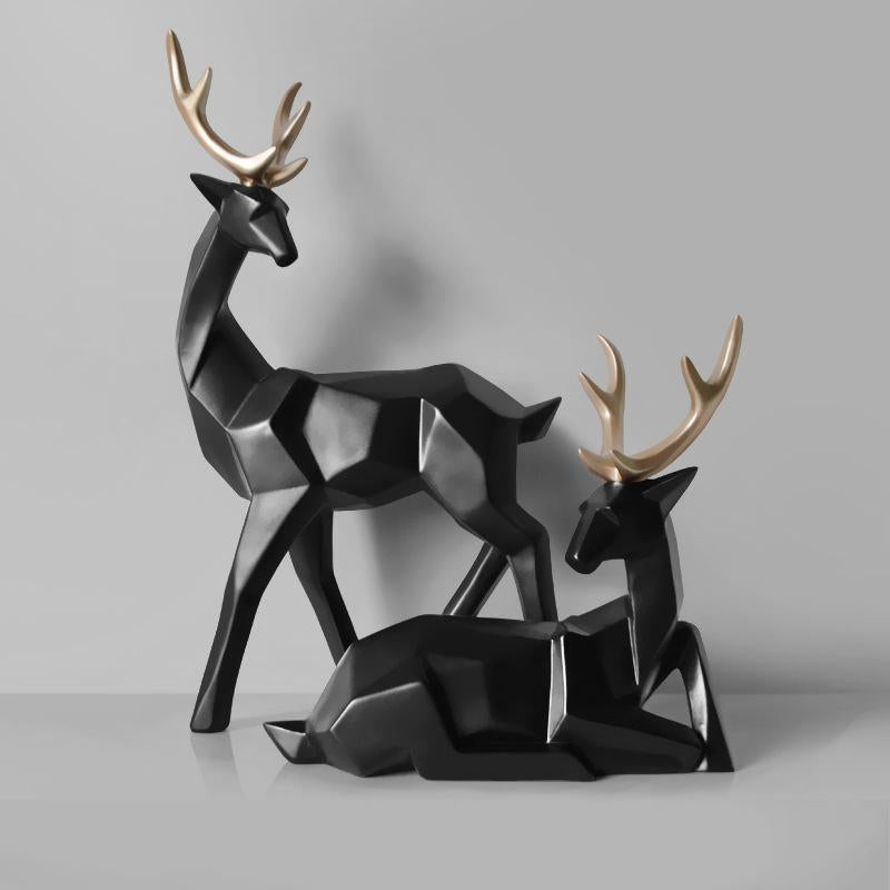 Élan en résine, style nordique 3D, géométrie solide, artisanat décoratif, sculpture de bureau