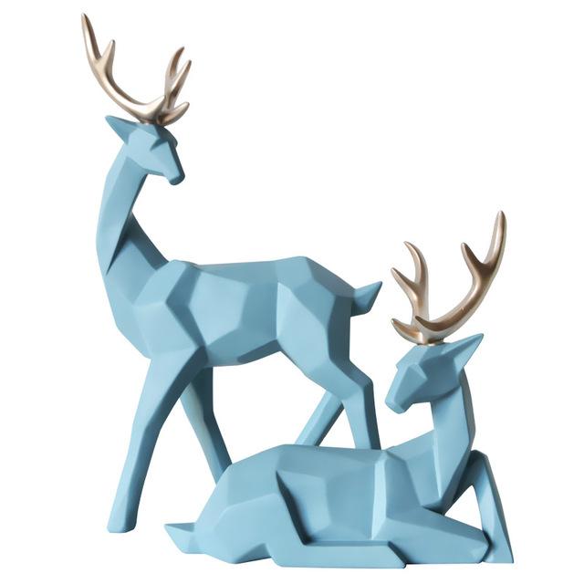 Élan en résine, style nordique 3D, géométrie solide, artisanat décoratif, sculpture de bureau
