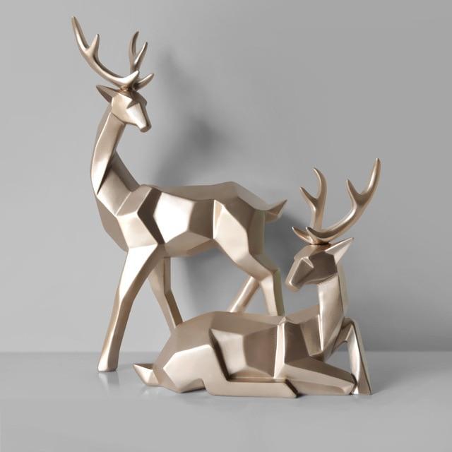Élan en résine, style nordique 3D, géométrie solide, artisanat décoratif, sculpture de bureau