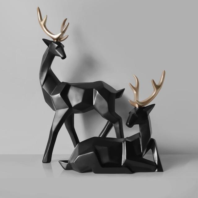 Élan en résine, style nordique 3D, géométrie solide, artisanat décoratif, sculpture de bureau