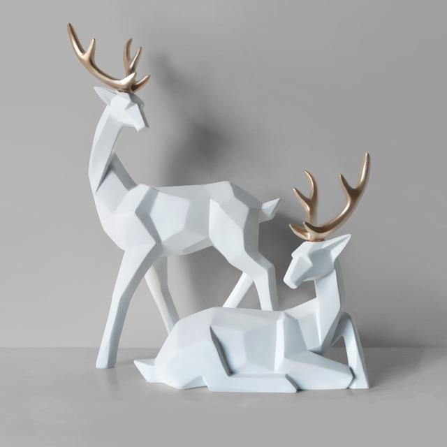 Élan en résine, style nordique 3D, géométrie solide, artisanat décoratif, sculpture de bureau