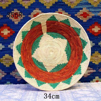 Assiettes à fruits rondes rustiques tressées à la main en paille de 30 à 39 cm pour décoration murale de salle d'exposition